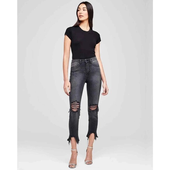 LAGENCE 2427EKND The High Line Black Distressed Cropped Skinny Jeans SIZE 28 - Picture 1 of 12